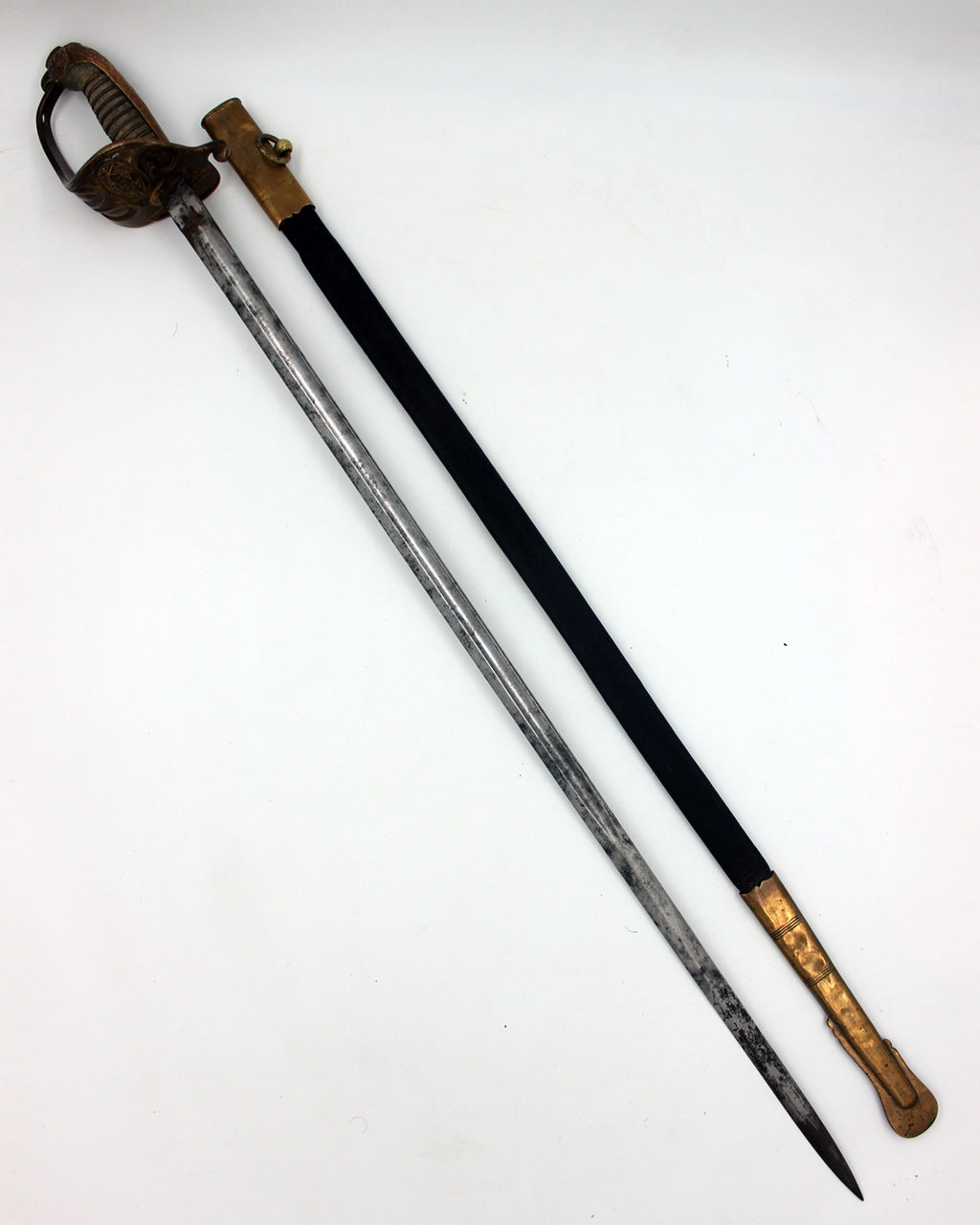Chilean Navy Officer Sword – Late 19th Century – Leather Scabbard – Fine Bronze Mounts
