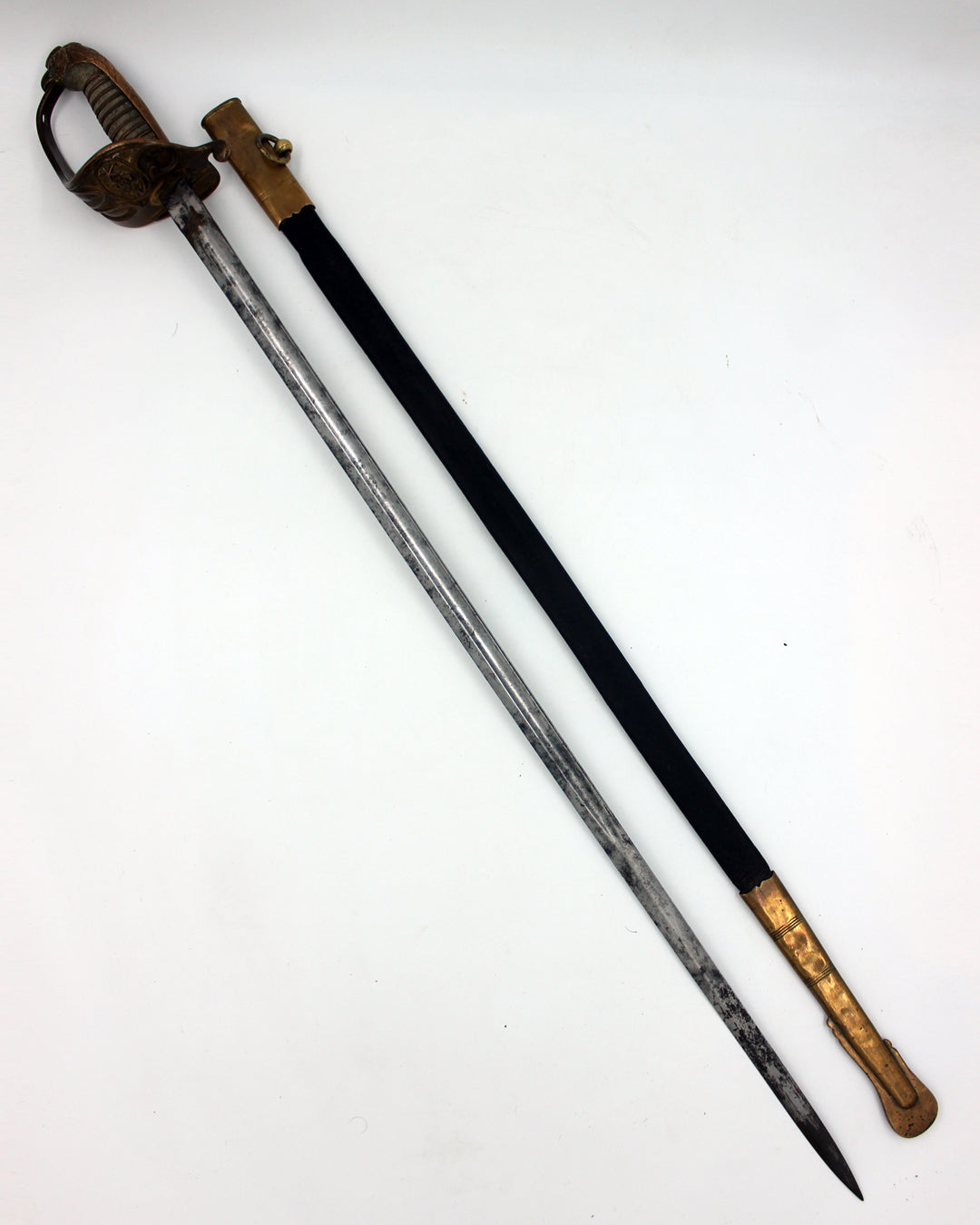 Chilean Navy Officer Sword – Late 19th Century – Leather Scabbard – Fine Bronze Mounts
