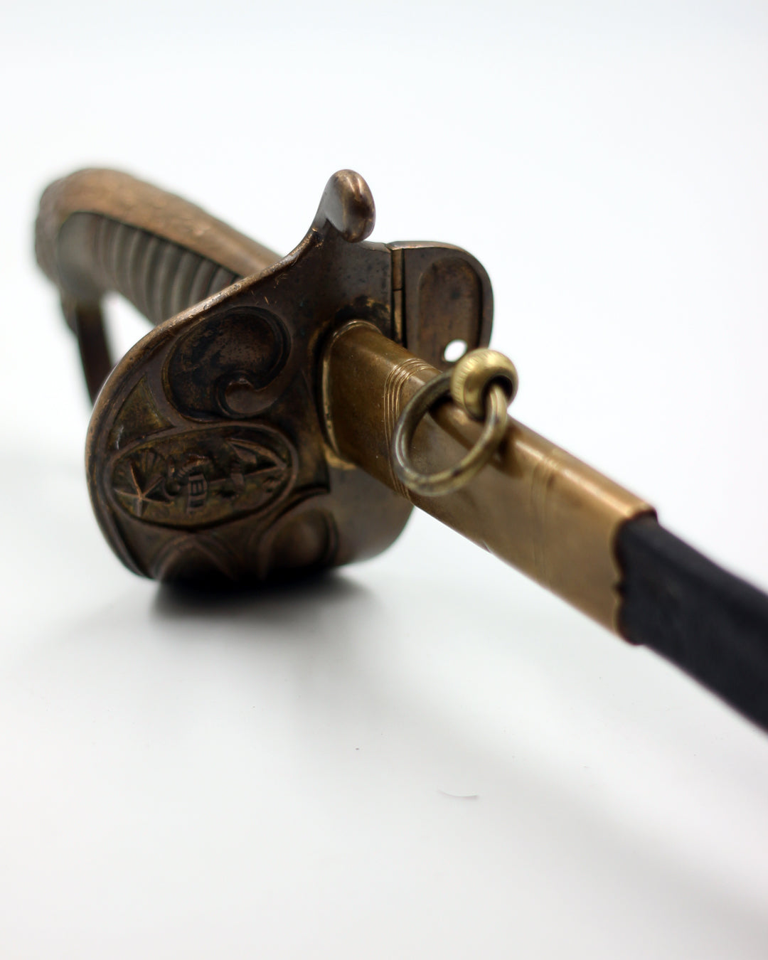 Chilean Navy Officer Sword – Late 19th Century – Leather Scabbard – Fine Bronze Mounts