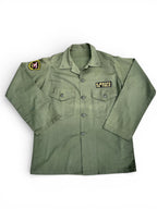 Chilean Army “Hayes” OD Utility Shirt – 1970s | Telecommunications Command Insignia