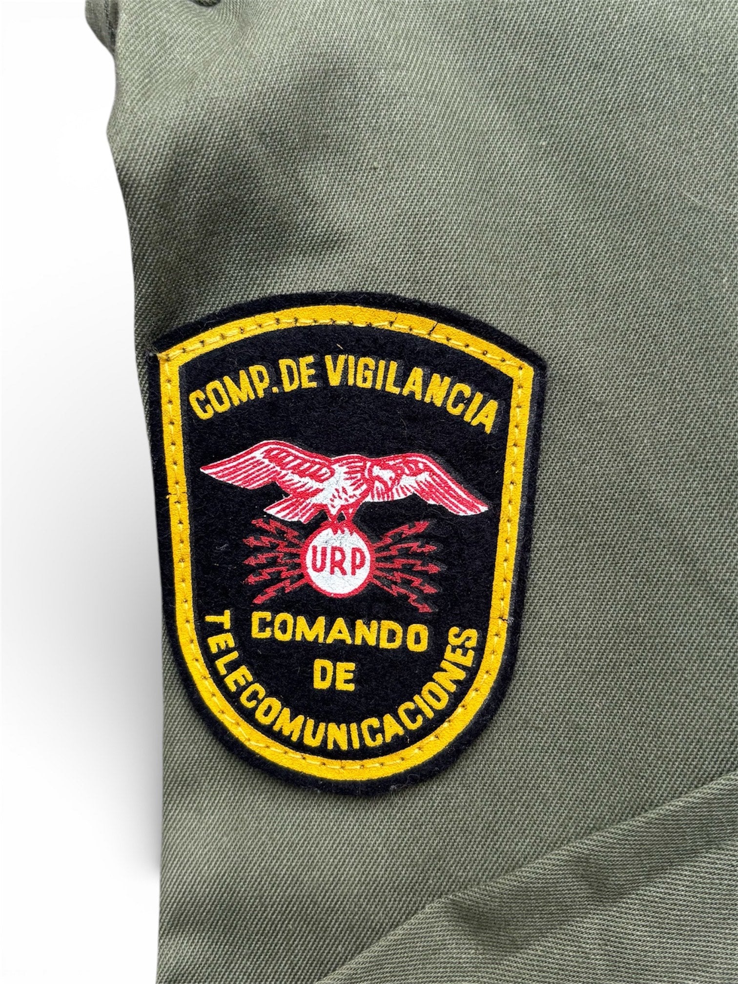 Chilean Army “Hayes” OD Utility Shirt – 1970s | Telecommunications Command Insignia